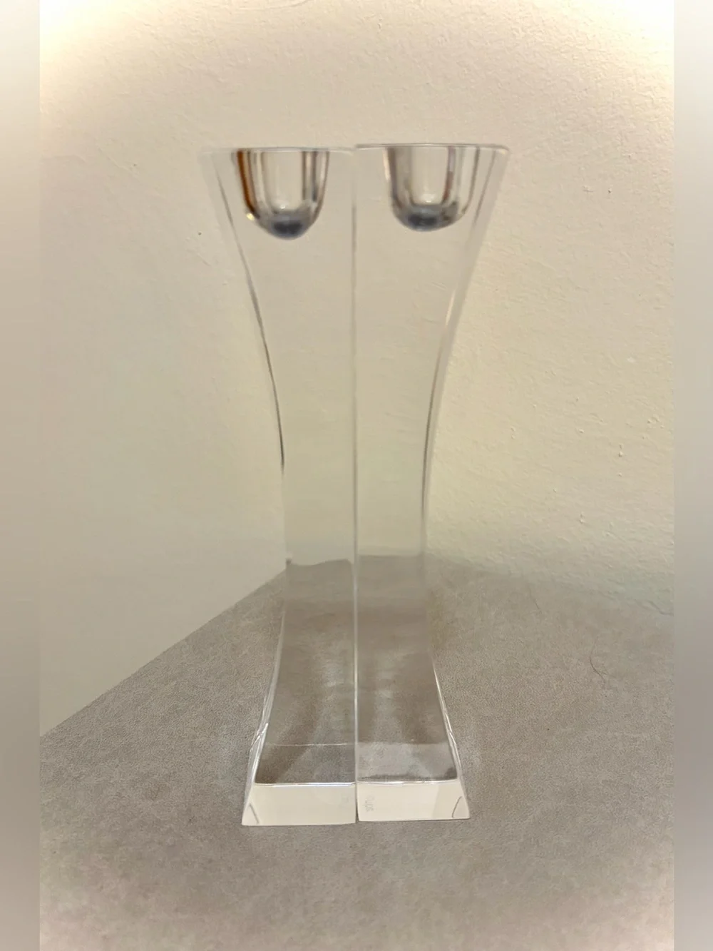 Vintage Nambé Crystal Kissing Candlesticks Modernist Decor 7” MCM Pair of 2